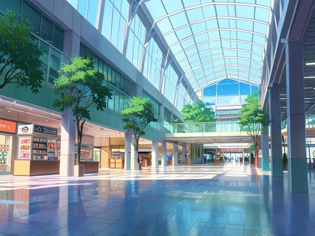 Photo wide shot mall exterior with soft