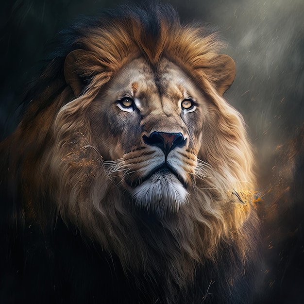 Wild Animal Lion Portrait Illustration Generative AI