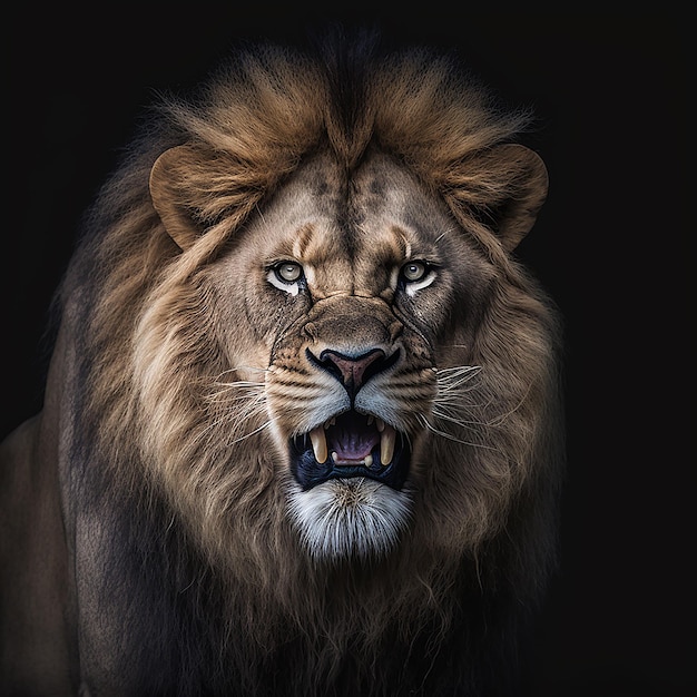 Wild Animal Lion Portrait Illustration Generative AI