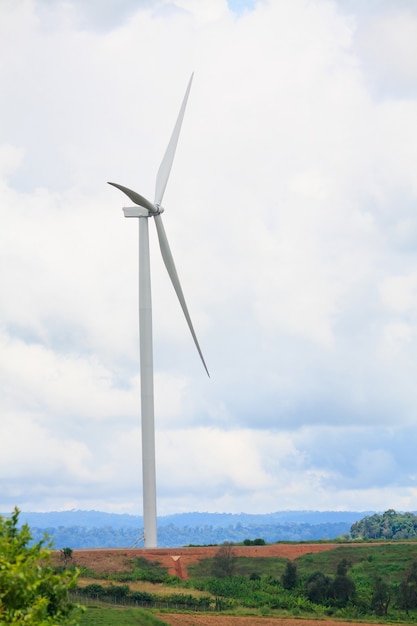 Wind turbines with the clouds and sky, renewable energy