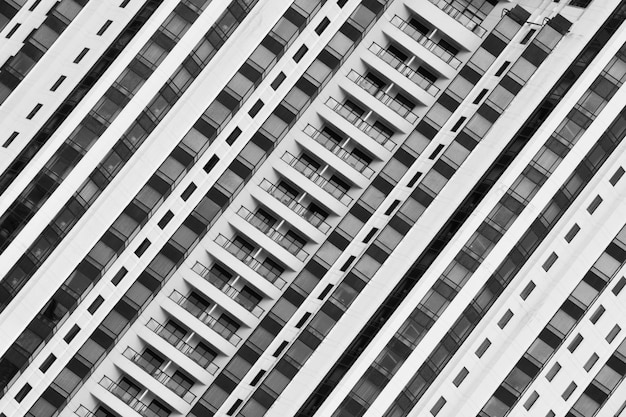 Windows and balcony at modern building - monochrome