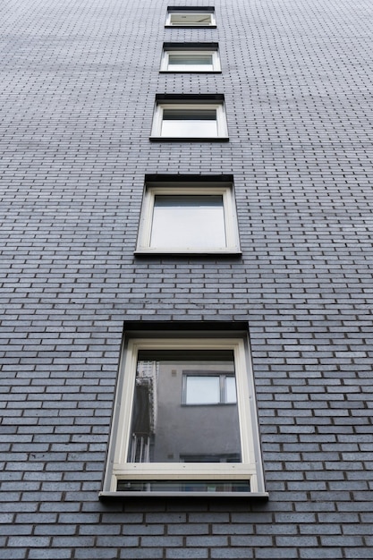 Windows on dark grey brick