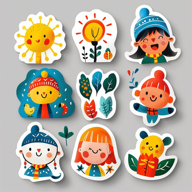 Photo winter kids die cut sticker card