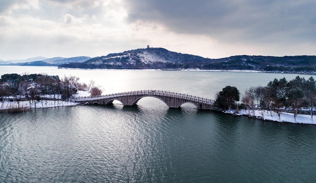 Winter snow scene in jiangnan park China