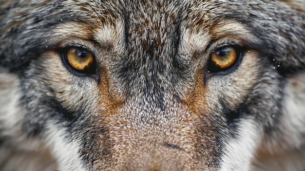 Photo a wolf with orange eyes looking at the camera