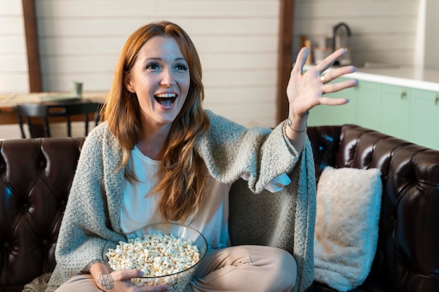 Woman watching a movie on streaming service