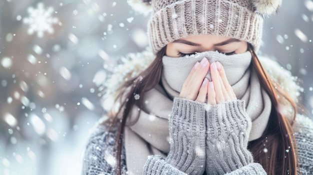 Photo woman in winter wonderland