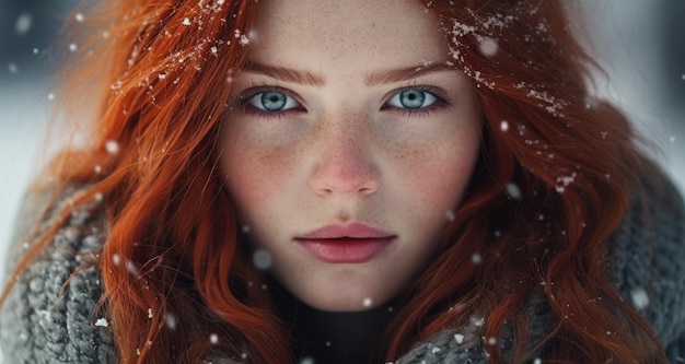 Photo a woman with red hair and freckles