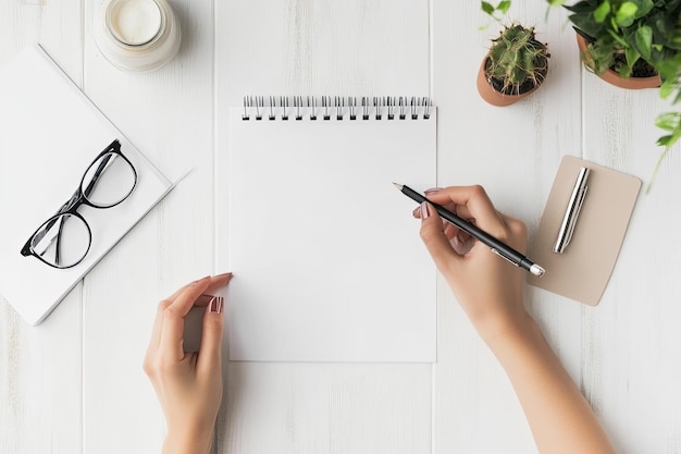 Woman writing in organizer