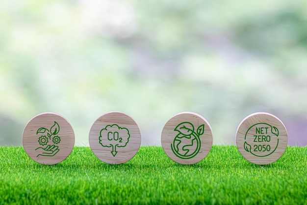 Photo wooden circles with a tree on the top of them