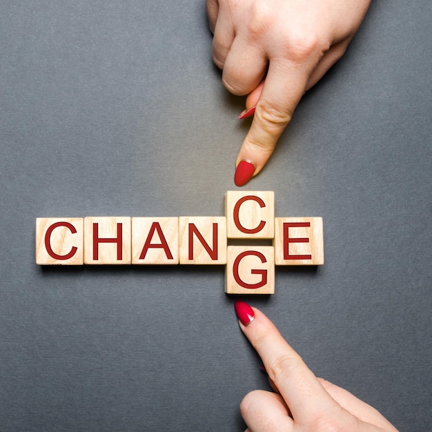 Photo wooden cube with word change to chance on wood table personal development and career growth