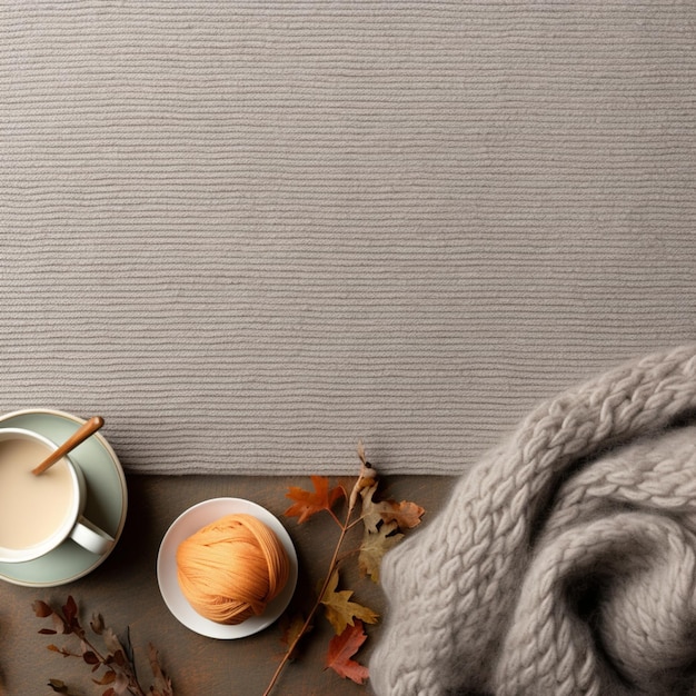 Photo wool and knitting background image for social media post template