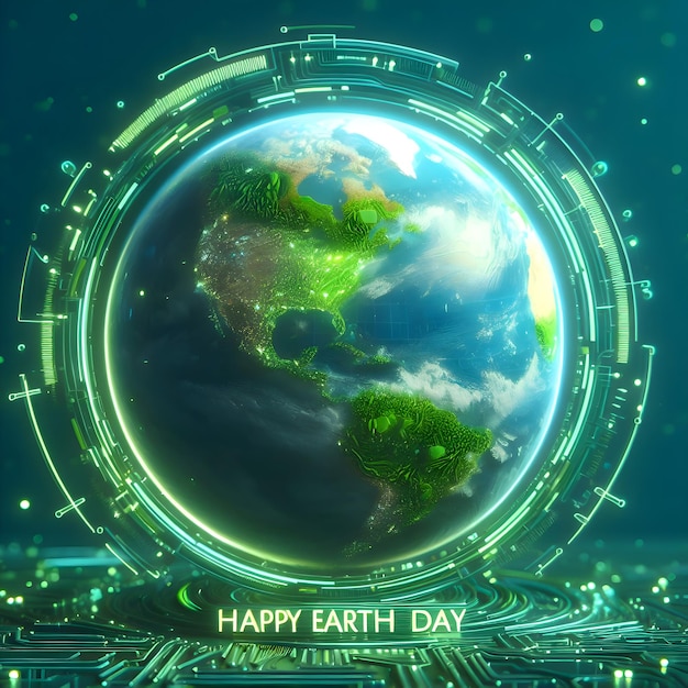 World Earth Day Illustration With a Earth Globe Showing a Vision of Green World