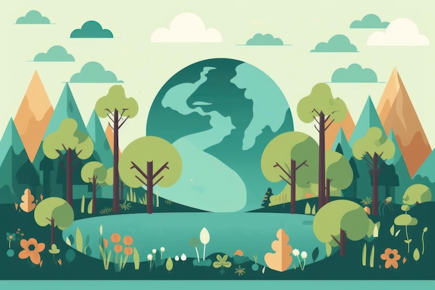 Photo world environment and earth day concept flat illustration background