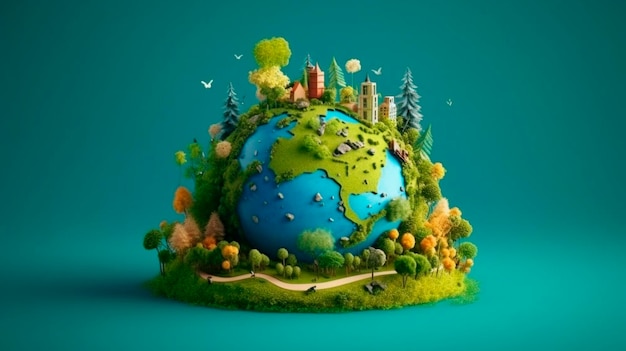 Photo world environment and earth day concept with globe nature and eco friendly environment generative ai