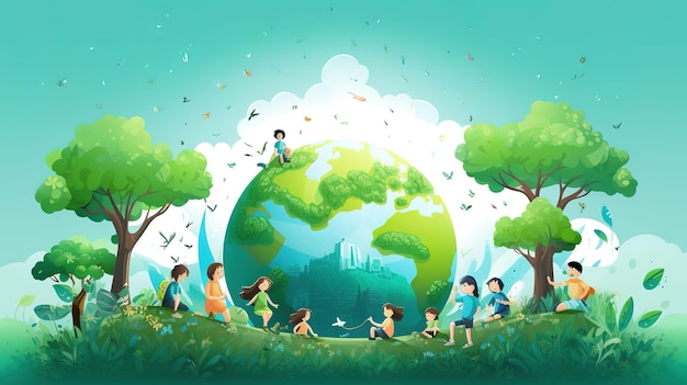 World Environmental Education Day cartoon campaign illustrationgenerated with AI