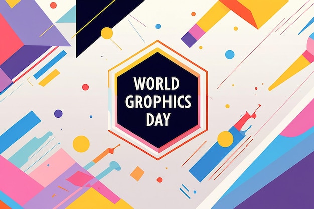 Photo world graphics day background with geometric shapes and colors