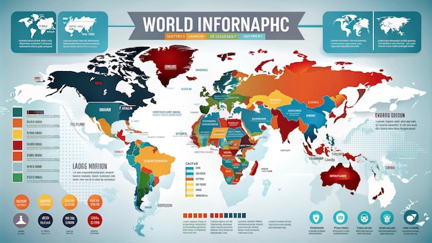 Photo a world map with the words world information about the world