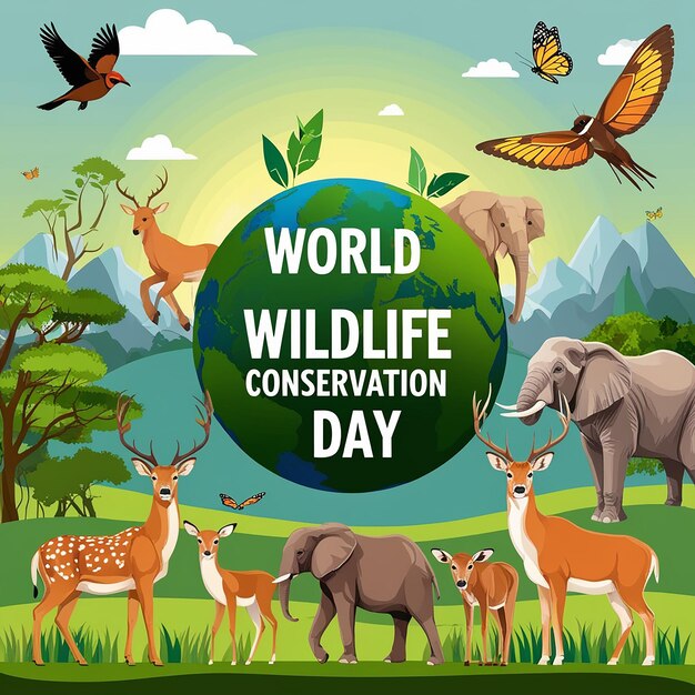 Photo world wildlife conservation day banner design