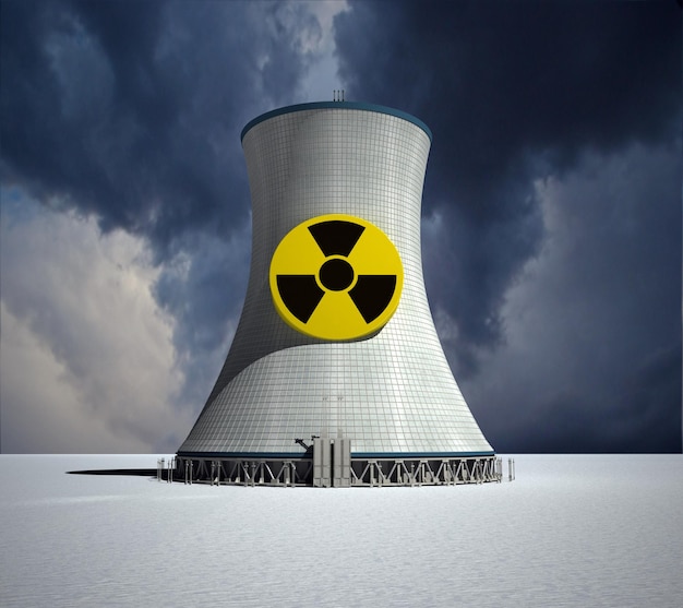 Photo xa3d rendering of a nuclear power station xa