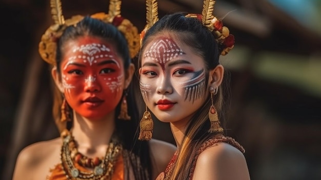 Yeepeng festival is enjoyed by two young beautiful women Generative AI