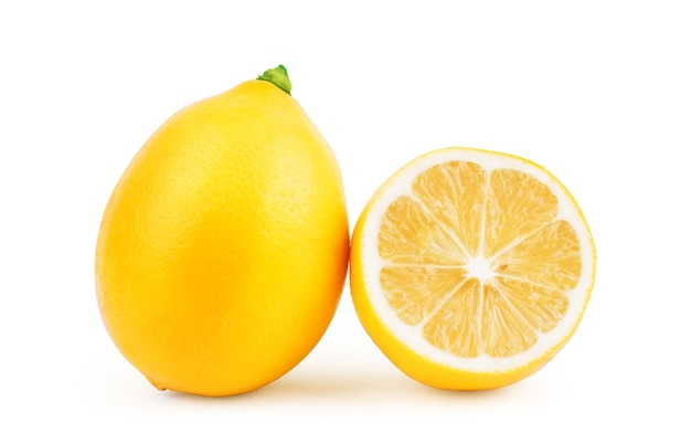 Yellow ripe lemon isolated on a white