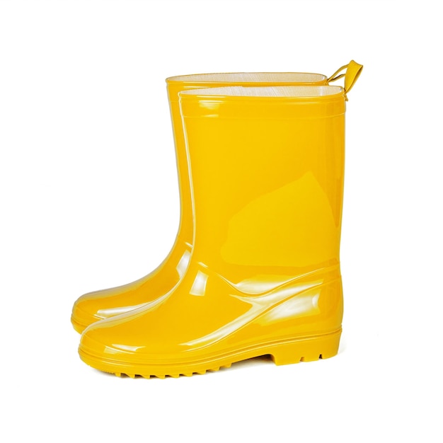 Photo yellow rubber boots isolated on white background