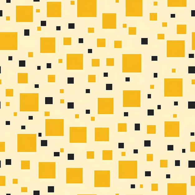 Photo yellow squares with black squares on a white background