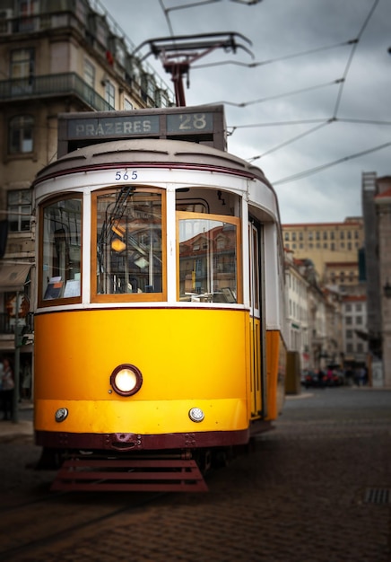 Yellow tramway in Lisbon