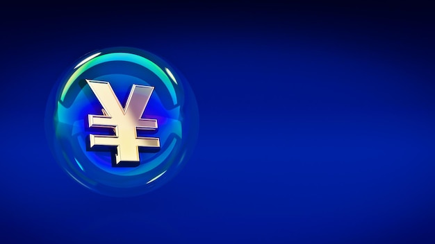 yen yuan symbol in bubble 3d rendering