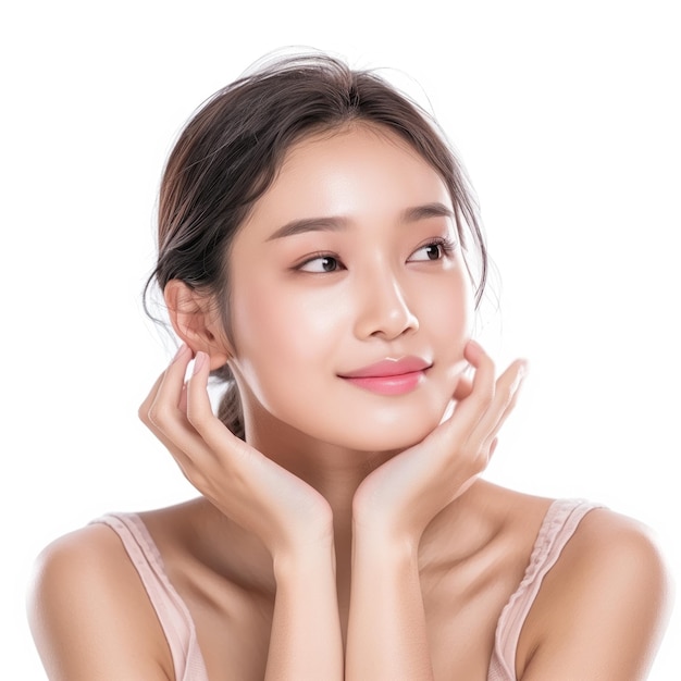 Young and beautiful skincare cosmetic beauty product promotion model