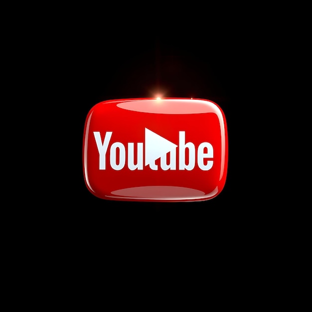 Foto logo di youtube con rendering 3d vetro lucido materiale radiante luce rosso e bianco schema di colori isolato