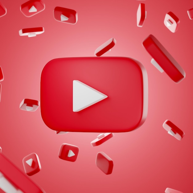 youtube logo with scattered pile of icons background