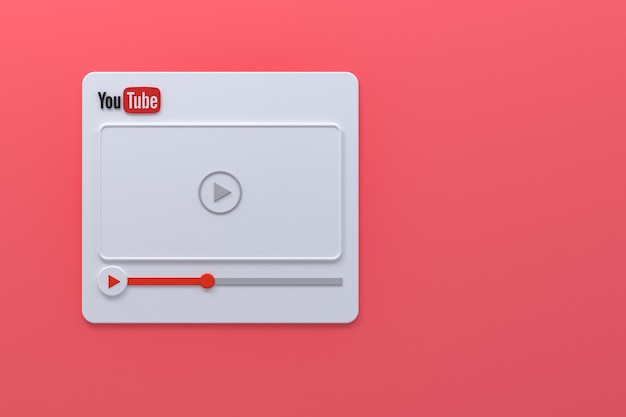 Youtube video player 3d screen design or video media player interface