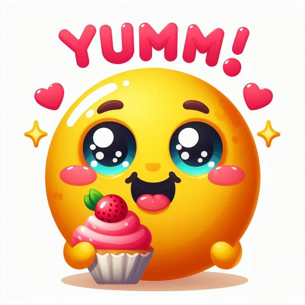 Photo yummy cute emoji cartoon character on white backgrounds