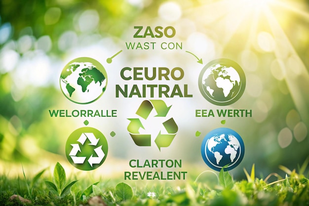 Photo zero wastenet zero concept carbon neutral climate neutral long term strategy sustainable business development reuse reduce recycle symbolconscious consumption