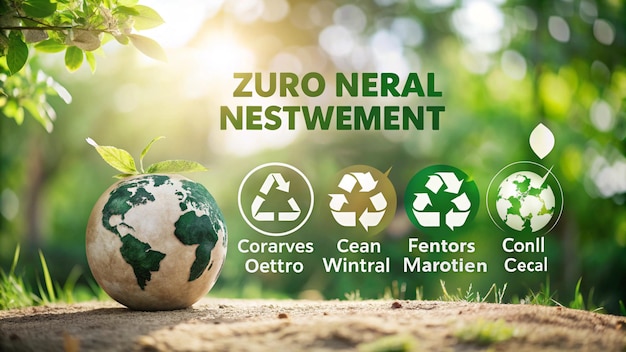 Photo zero wastenet zero concept carbon neutral climate neutral long term strategy sustainable business development reuse reduce recycle symbolconscious consumption