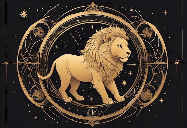 Photo zodiac sign leo a drawing of a lion