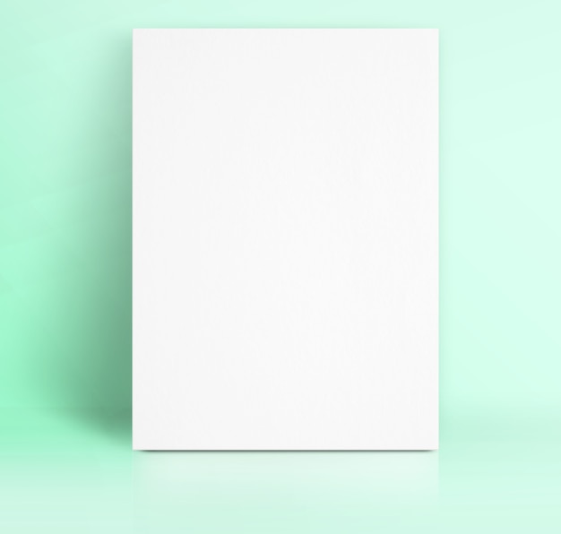 Zwart Wit papier poster leunen in pastel groene kleur studio kamer