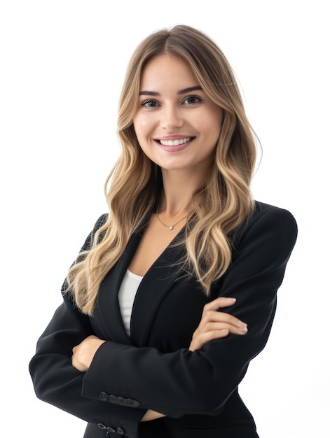 30s businesswoman in white background