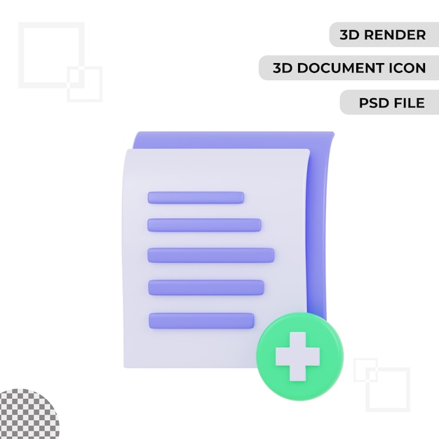 3d add document icon render isolated transparent background