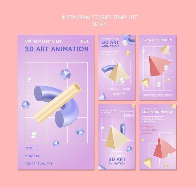 PSD 3d art instagram stories