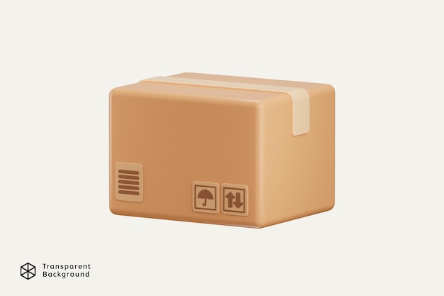 PSD 3d cardboard box icon vector illustration