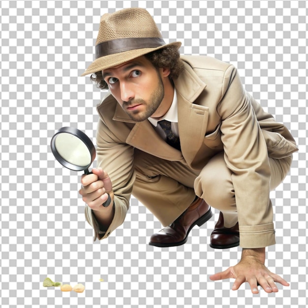 PSD 3d cartoon man with magnifying glass