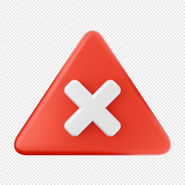 PSD 3d caution warning alert sign icon illustration render