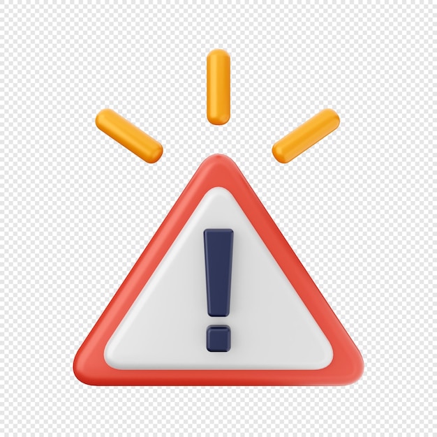 PSD 3d caution warning alert sign icon illustration render