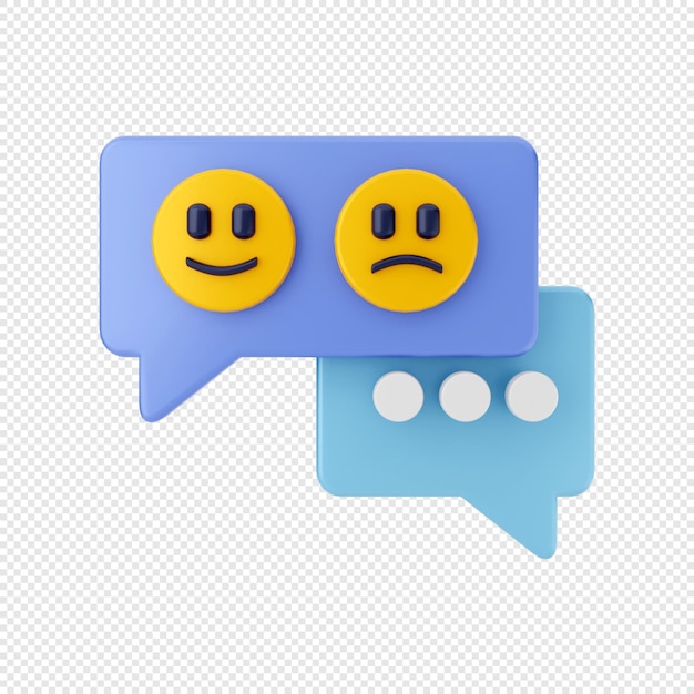 3d chat bubble notification icon emoji smile sad