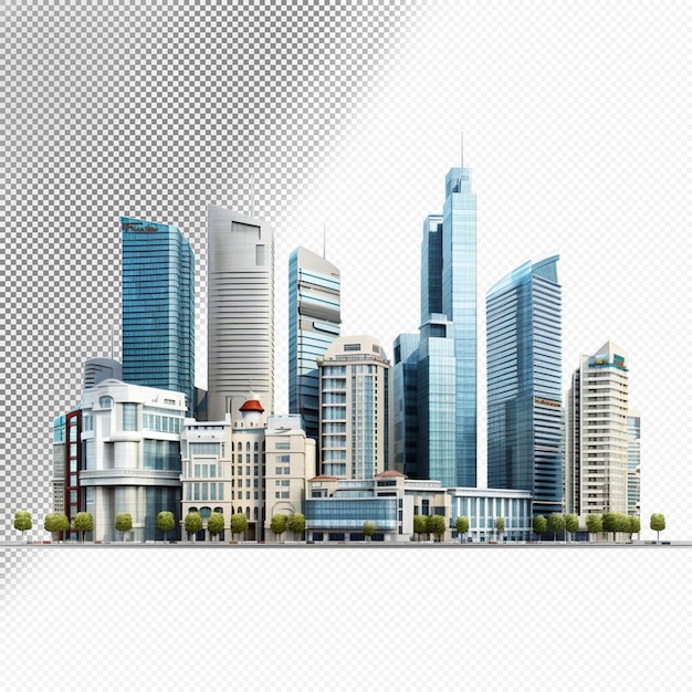 PSD 3d city buildings transparent background