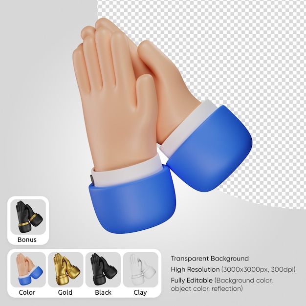 PSD 3d clapping hands isometric