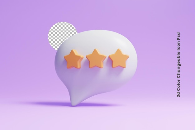 3d customer satisfaction review or 3d customer star review or 3d user feedback icon